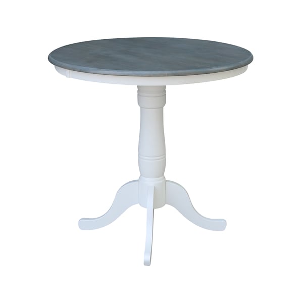 International Concepts Round 36 in Rd Top Pedestal Table, Bar Ht, White/Heather Gray, 36 W, 36 L, 41.1 in H, Wood K05-36RT-6B-2 - main